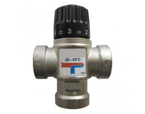 Термостатический смесительный клапан для систем отопления и ГВС 1' НР   20-43°С KV 1,6